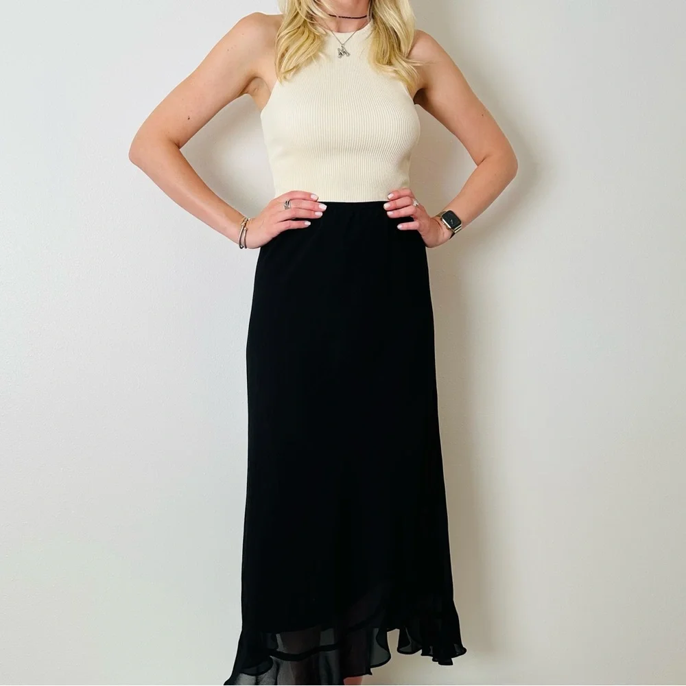 Vintage Metaphor black chiffon tulip hem skirt long maxi - Picture 5 of 6